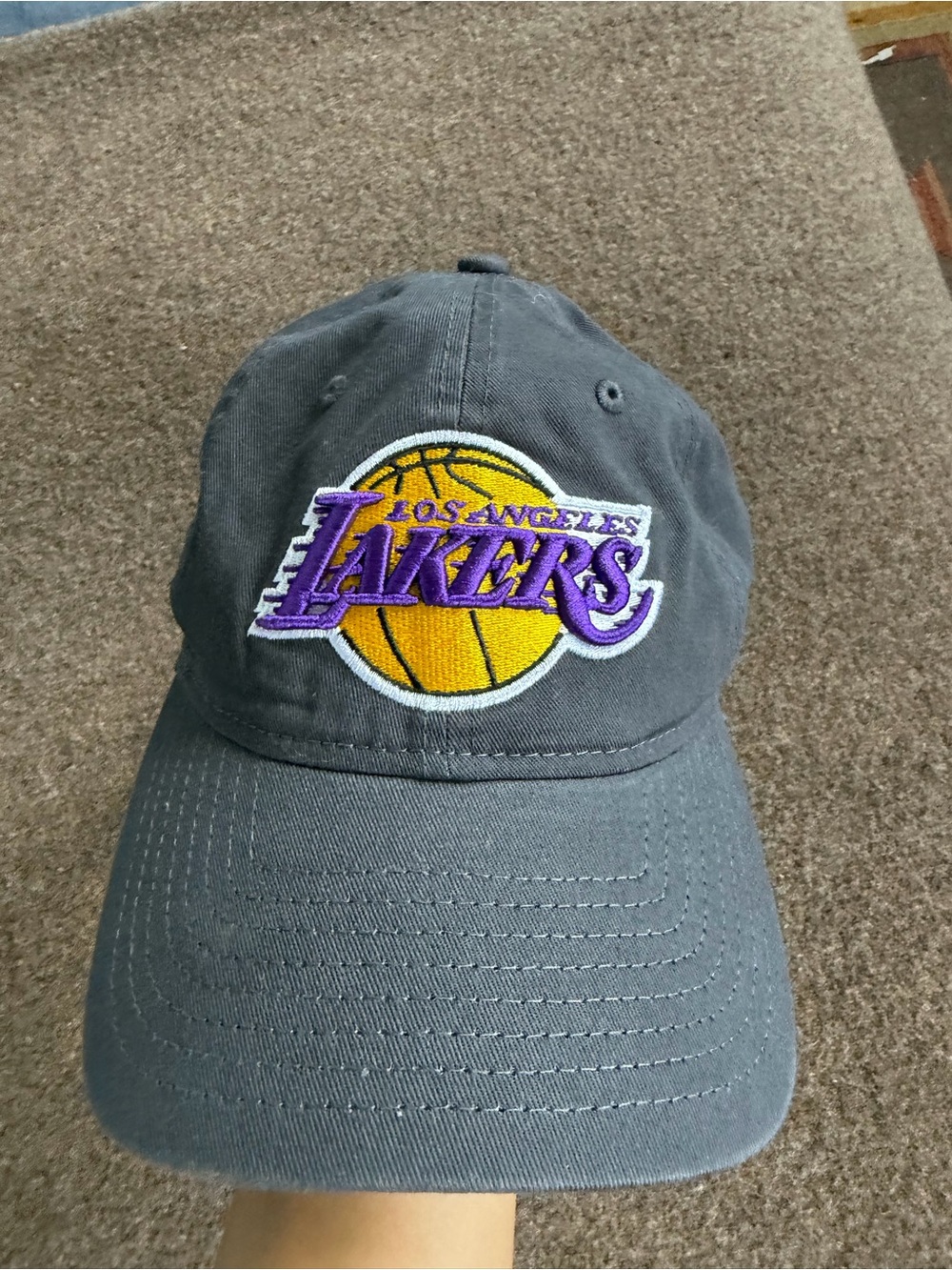 Gray Lakers Dad Cap with Embroidered Logo